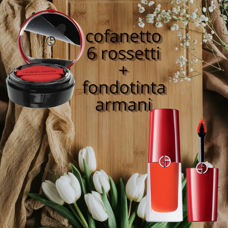 Giorgio Armani Lip Magnet Rossetto kit 6 rossetti + fondotinta offerta in Stile kit 6 rossetti fondotinta offerta